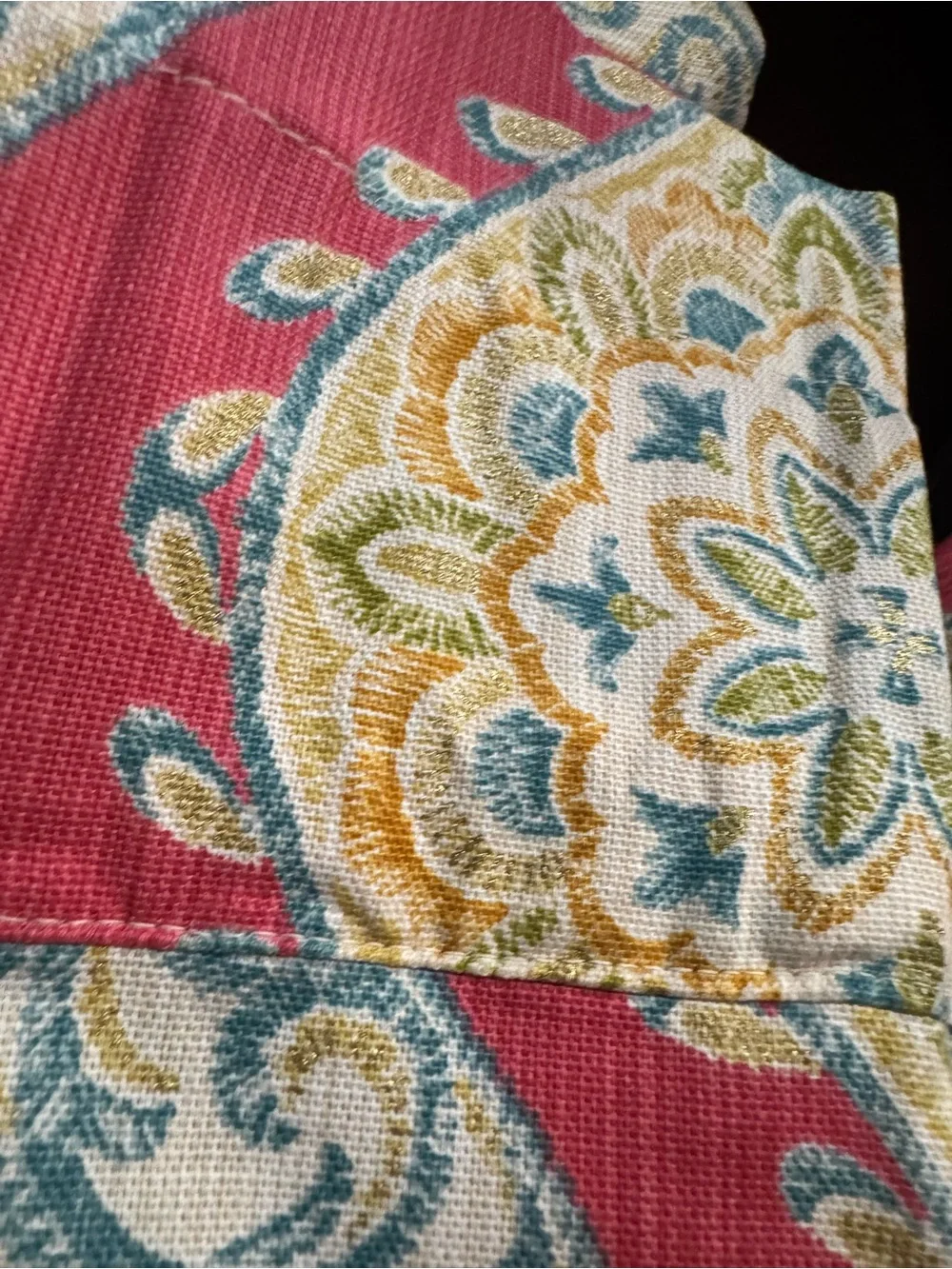 Waverly Printed Pleated Shorts in Coral, Teal & Yellow Valance Set of 4